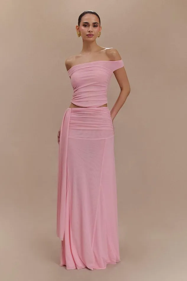 Women Meshki Bottoms Arna Mesh Maxi Skirt 8211 Candy Pink