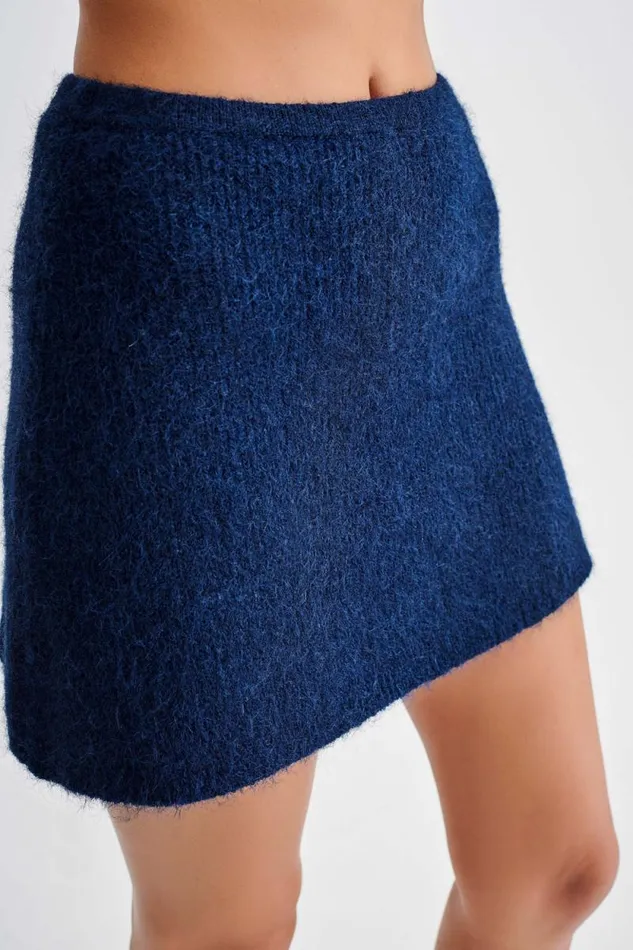 Women Meshki Bottoms Baxter Fluffy Knit Mini Skirt 8211 Navy