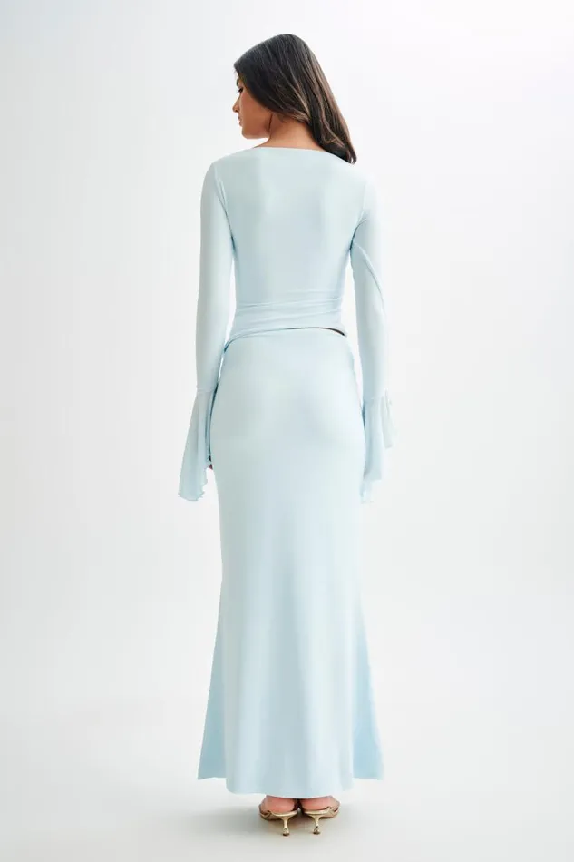 Women Meshki Bottoms Bruna Slinky Fishtail Maxi Skirt 8211 Sky Blue