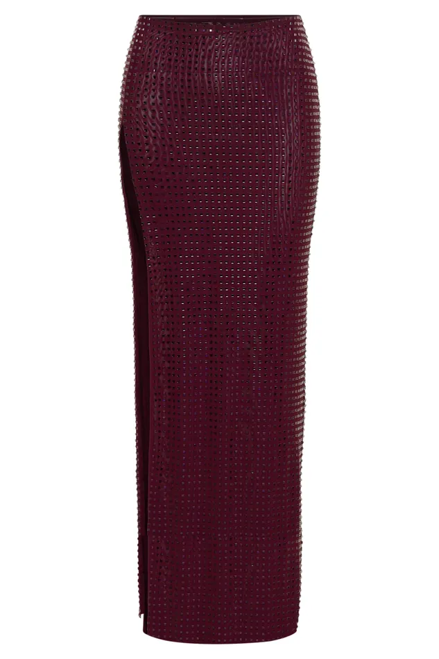 Women Meshki Bottoms Ellery Square Diamante Maxi Skirt 8211 Berry