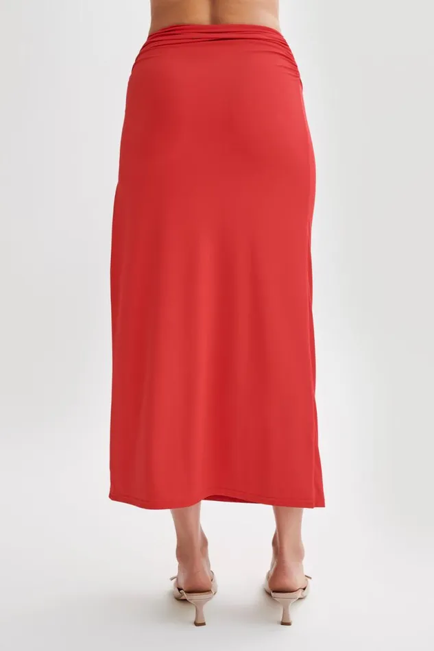 Women Meshki Bottoms Emma Recycled Nylon Maxi Skirt 8211 Red