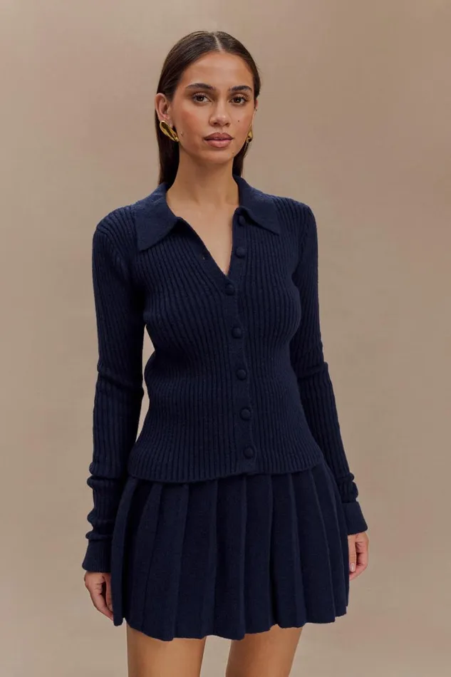 Women Meshki Bottoms Erin Long Sleeve Button Cardigan 8211 Navy