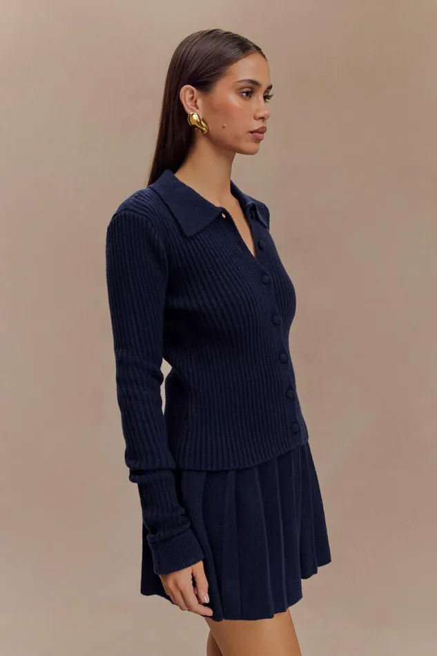 Women Meshki Bottoms Erin Long Sleeve Button Cardigan 8211 Navy