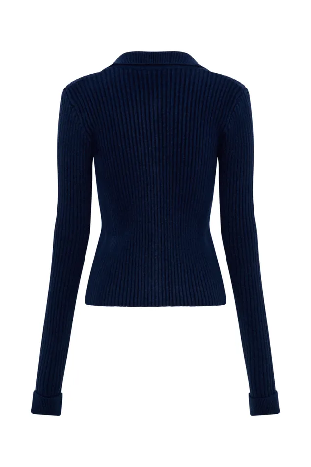 Women Meshki Bottoms Erin Long Sleeve Button Cardigan 8211 Navy