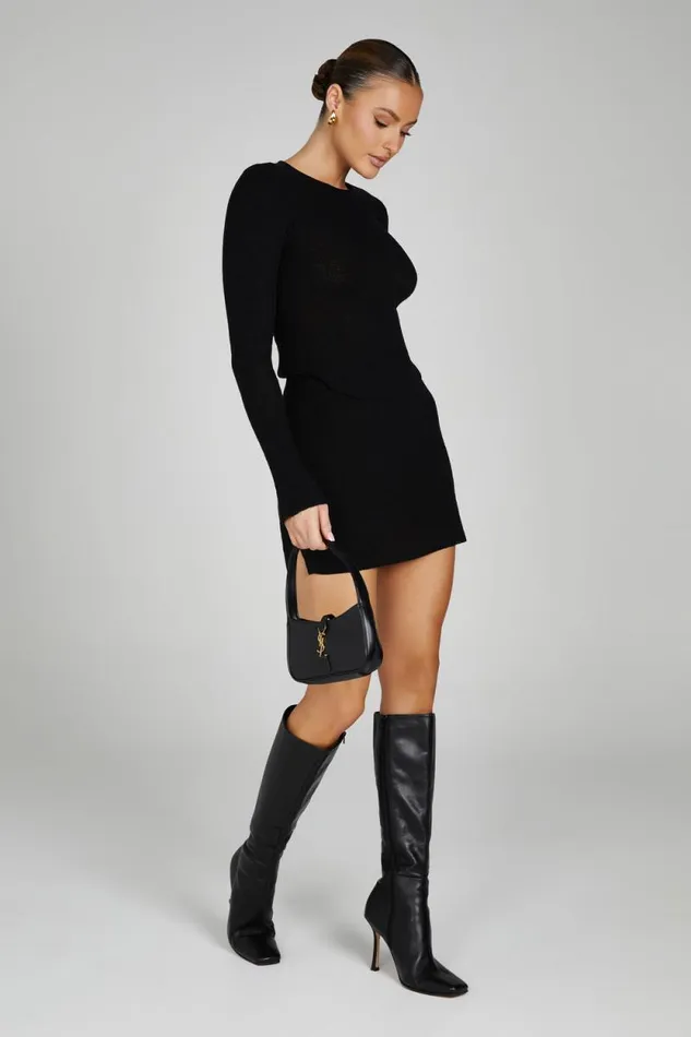 Women Meshki Bottoms Esme Knit Mini Skirt 8211 Black