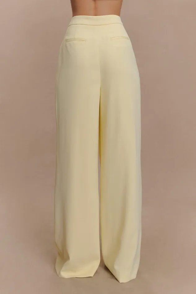 Women Meshki Bottoms Faith Suiting Wide Leg Pant 8211 Lemon Cream