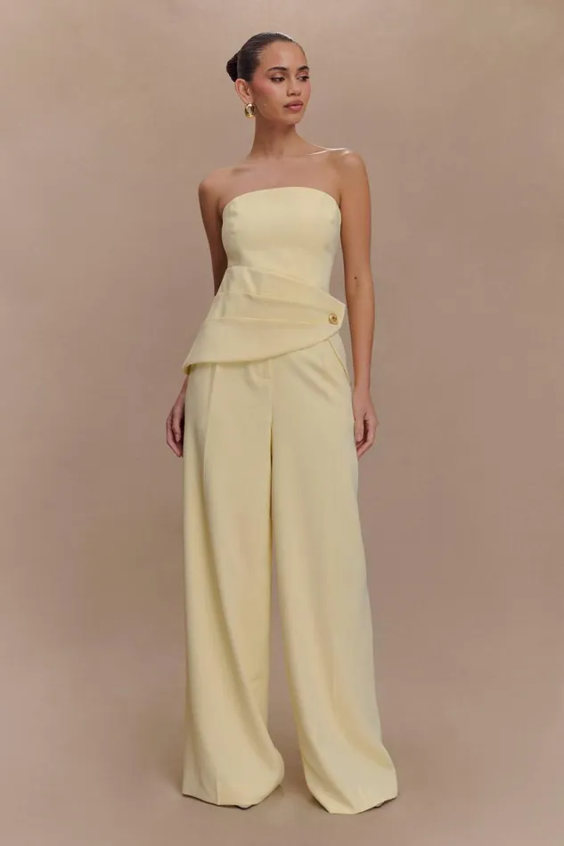 Women Meshki Bottoms Faith Suiting Wide Leg Pant 8211 Lemon Cream