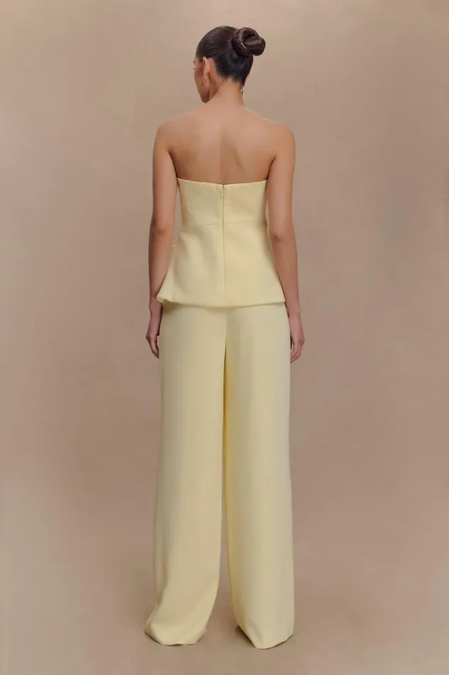 Women Meshki Bottoms Faith Suiting Wide Leg Pant 8211 Lemon Cream