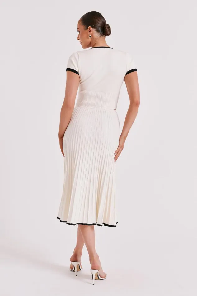 Women Meshki Bottoms Jolene Contrast Rib Knit Midi Skirt 8211 White