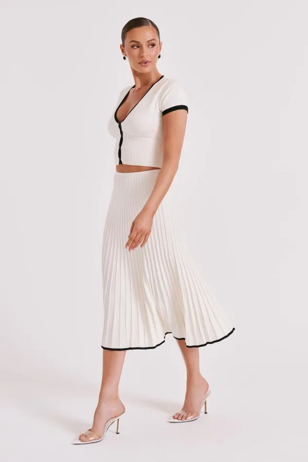 Women Meshki Bottoms Jolene Contrast Rib Knit Midi Skirt 8211 White