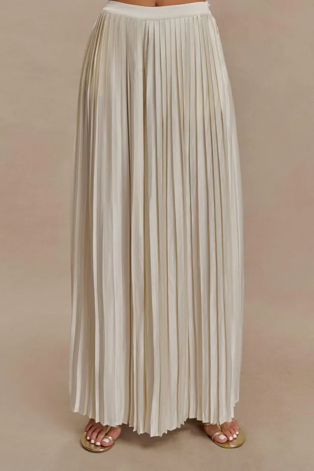 Women Meshki Bottoms Kennedy Plisse Wide Leg Pants 8211 Ivory