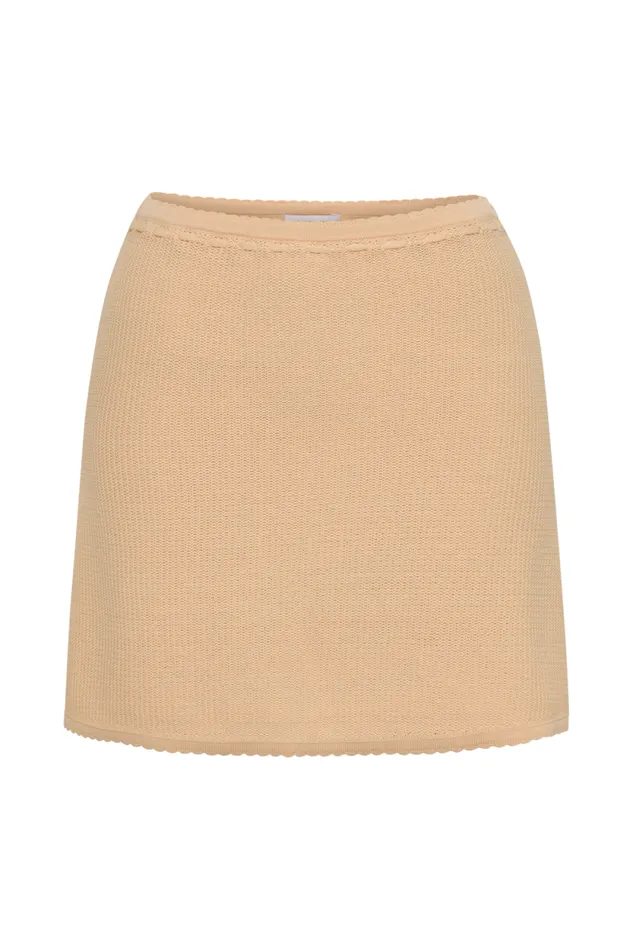 Women Meshki Bottoms Kyra Waffle Mini Skirt 8211 Apricot