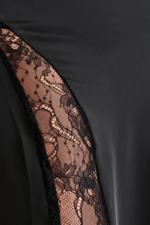 Women Meshki Bottoms Luella Satin Lace Maxi Skirt 8211 Black