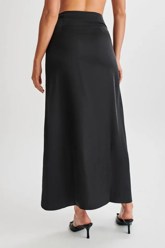 Women Meshki Bottoms Luella Satin Lace Maxi Skirt 8211 Black