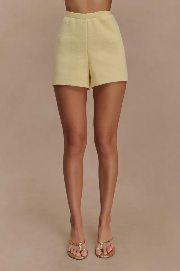 Women Meshki Bottoms Malika Knit Shorts 8211 Lemon