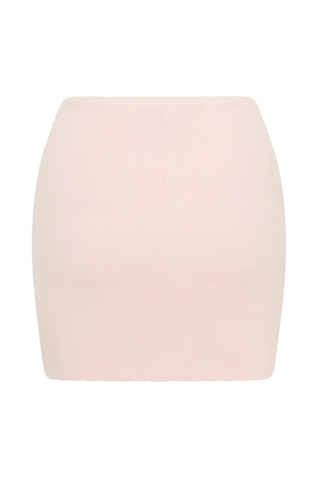 Women Meshki Bottoms Monroe Embroidered Knit Mini Skirt 8211 Baby Pink And Ivory