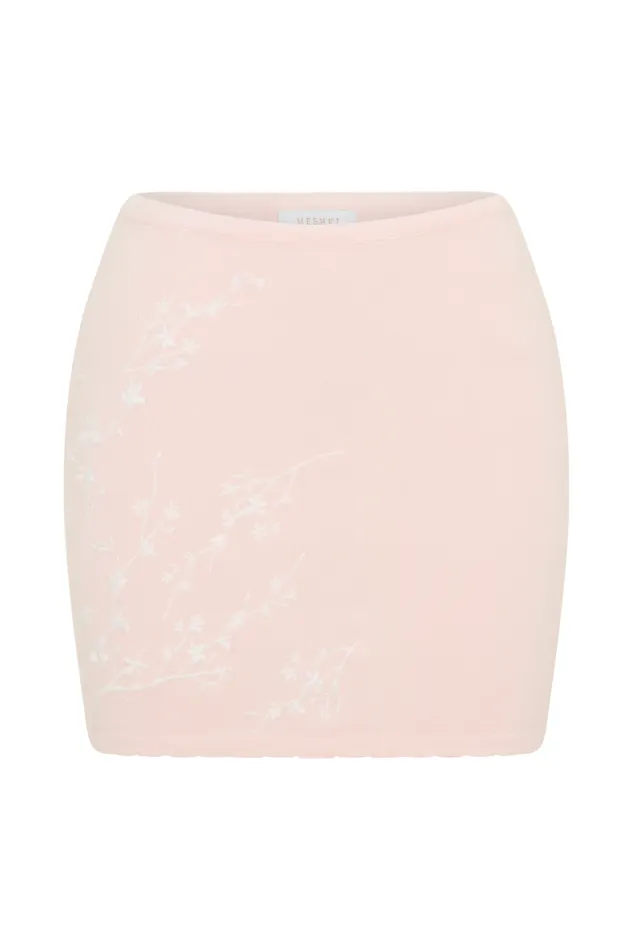 Women Meshki Bottoms Monroe Embroidered Knit Mini Skirt 8211 Baby Pink And Ivory