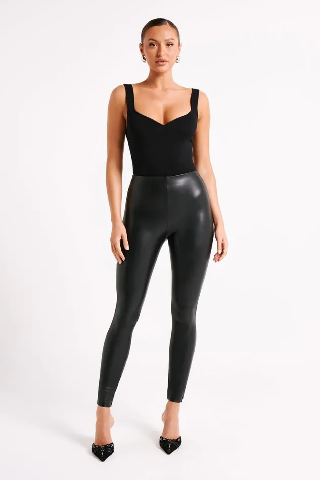 Women Meshki Bottoms Philippa Faux Leather Skinny Pant 8211 Black