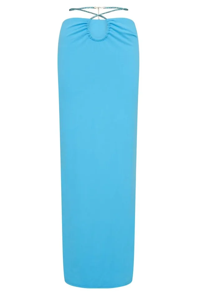 Women Meshki Bottoms Ruby Diamante Rope Ruched Maxi Skirt 8211 Cyan Blue Women Meshki Bottoms Ruby Diamante Rope Ruched Maxi Skirt 8211 Cyan Blue