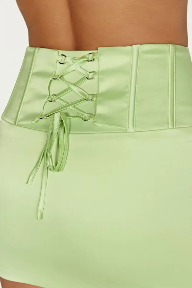 Women Meshki Bottoms Scarlet Corset Mini Skirt 8211 Pistachio Green
