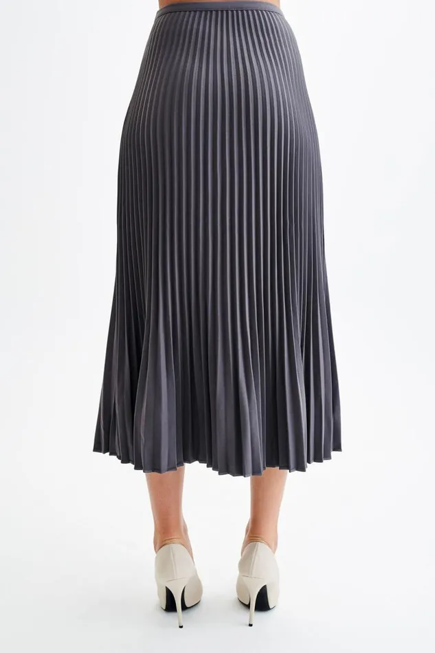Women Meshki Bottoms Twyla Pleated Suiting Maxi Skirt 8211 Charcoal