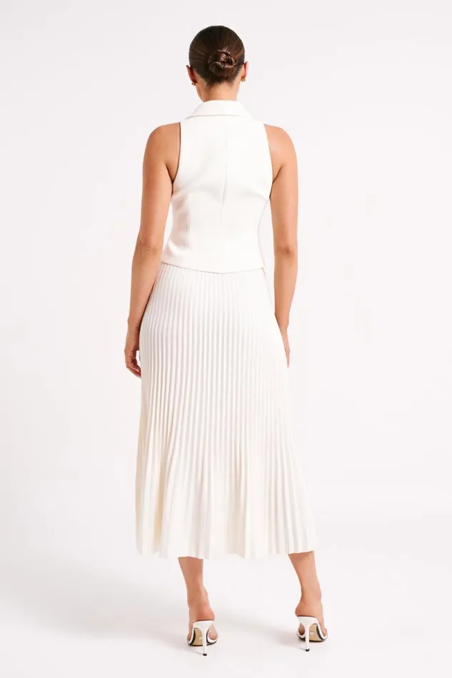 Women Meshki Bottoms Twyla Pleated Suiting Maxi Skirt 8211 Ivory