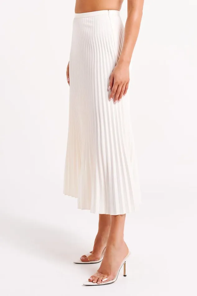 Women Meshki Bottoms Twyla Pleated Suiting Maxi Skirt 8211 Ivory