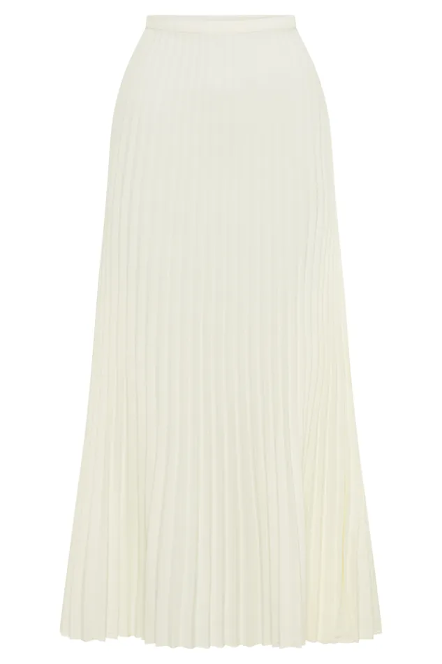 Women Meshki Bottoms Twyla Pleated Suiting Maxi Skirt 8211 Ivory