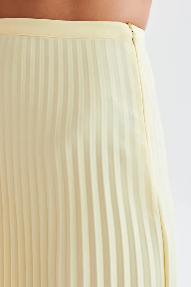Women Meshki Bottoms Twyla Pleated Suiting Maxi Skirt 8211 Lemon