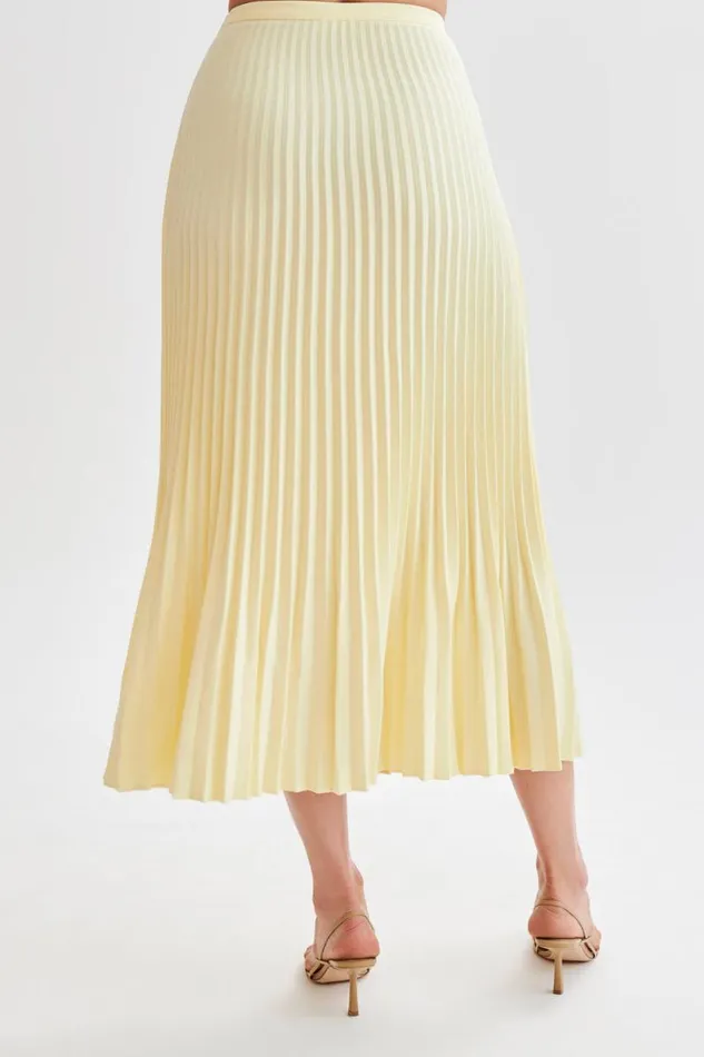 Women Meshki Bottoms Twyla Pleated Suiting Maxi Skirt 8211 Lemon