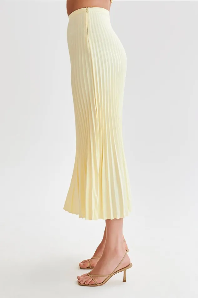 Women Meshki Bottoms Twyla Pleated Suiting Maxi Skirt 8211 Lemon