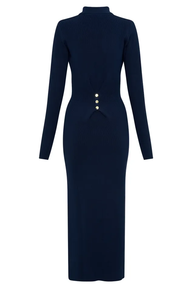 Women Meshki Dresses Abbey Buttoned Knit Midi Dress 8211 Navy