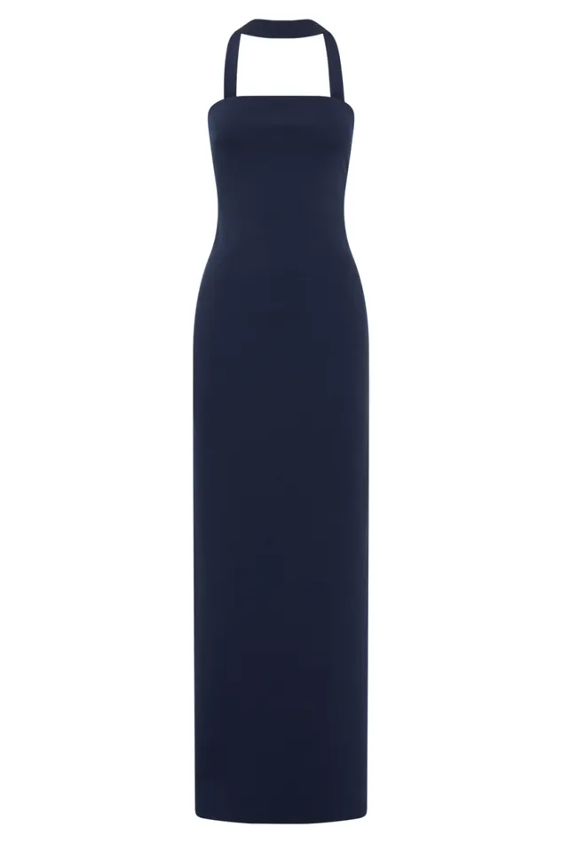 Women Meshki Dresses Amelita Suiting Halter Midi Dress 8211 Navy