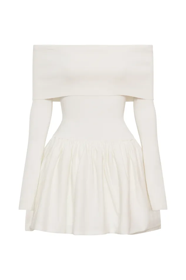 Women Meshki Dresses Atlanta Long Sleeve Mini Dress 8211 Ivory