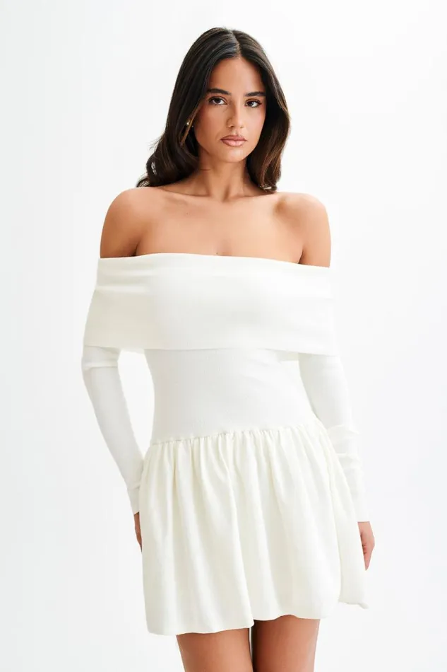 Women Meshki Dresses Atlanta Long Sleeve Mini Dress 8211 Ivory