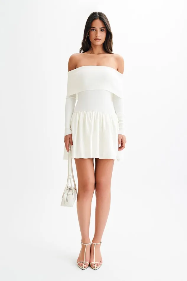Women Meshki Dresses Atlanta Long Sleeve Mini Dress 8211 Ivory