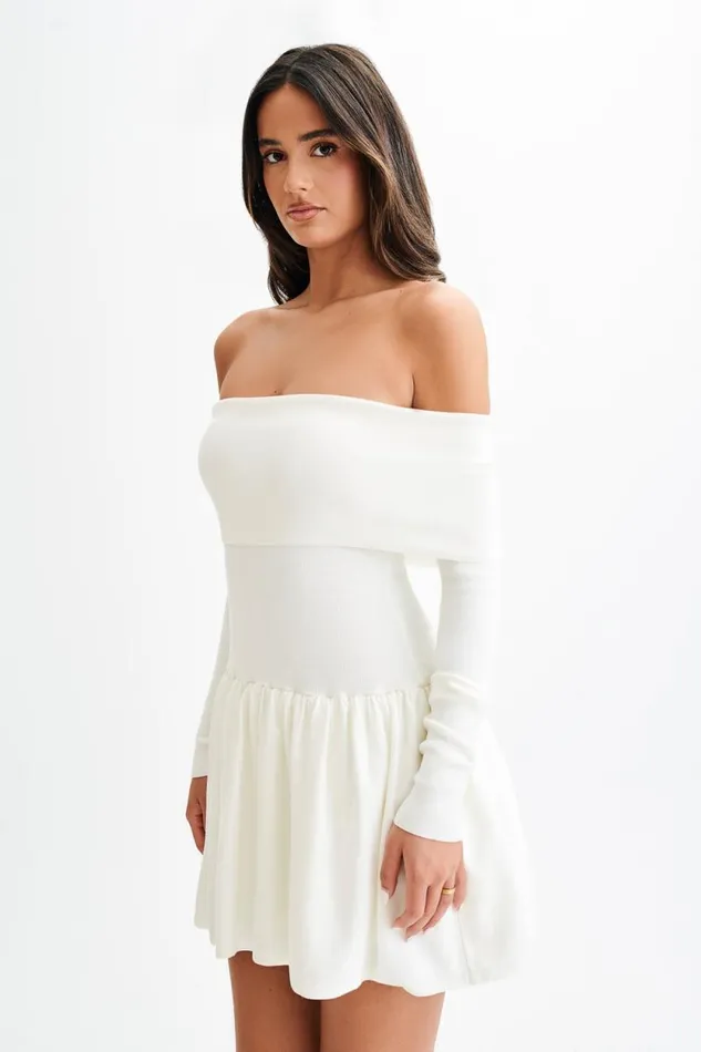 Women Meshki Dresses Atlanta Long Sleeve Mini Dress 8211 Ivory