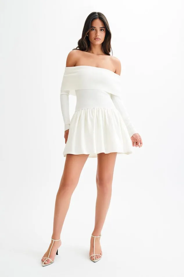 Women Meshki Dresses Atlanta Long Sleeve Mini Dress 8211 Ivory