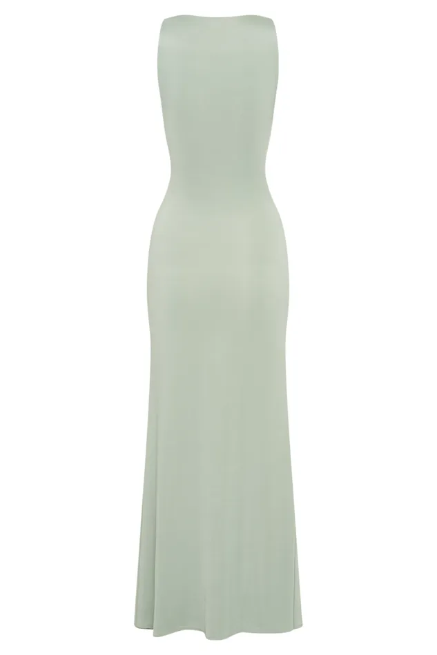 Women Meshki Dresses Beck Plunge Maxi Dress With Floral Hardware 8211 Basil