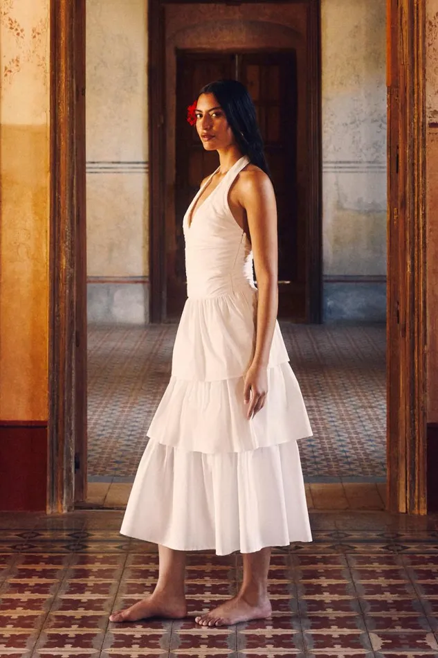 Women Meshki Dresses Belinda Tiered Maxi Dress 8211 White