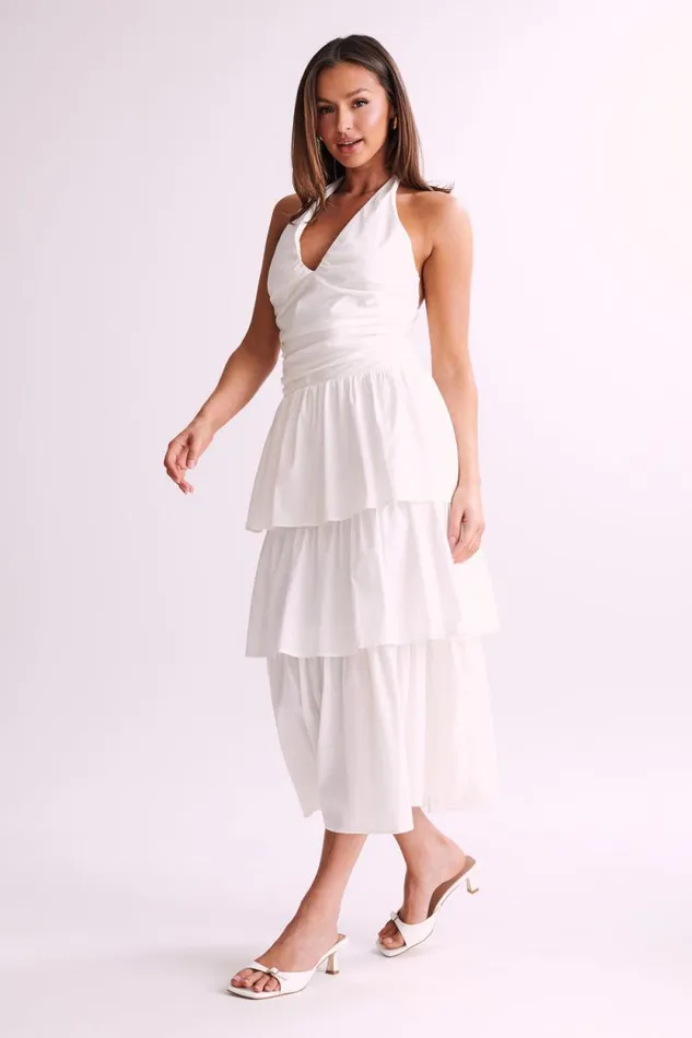Women Meshki Dresses Belinda Tiered Maxi Dress 8211 White