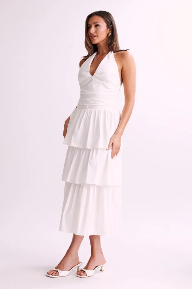 Women Meshki Dresses Belinda Tiered Maxi Dress 8211 White