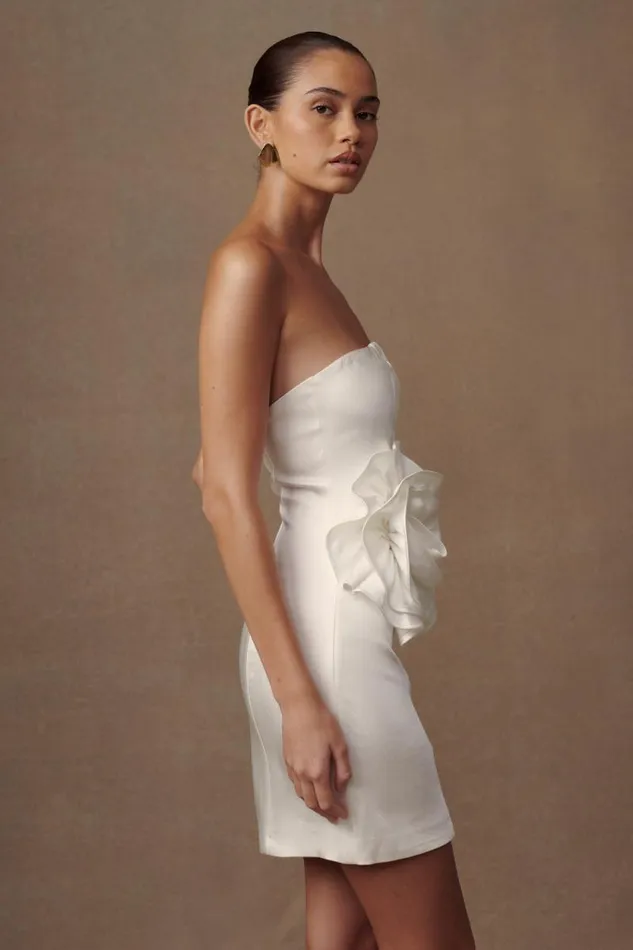 Women Meshki Dresses Bernadette Strapless Rose Mini Dress 8211 White