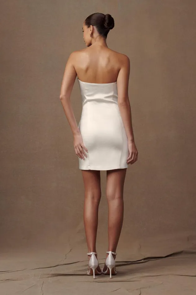 Women Meshki Dresses Bernadette Strapless Rose Mini Dress 8211 White