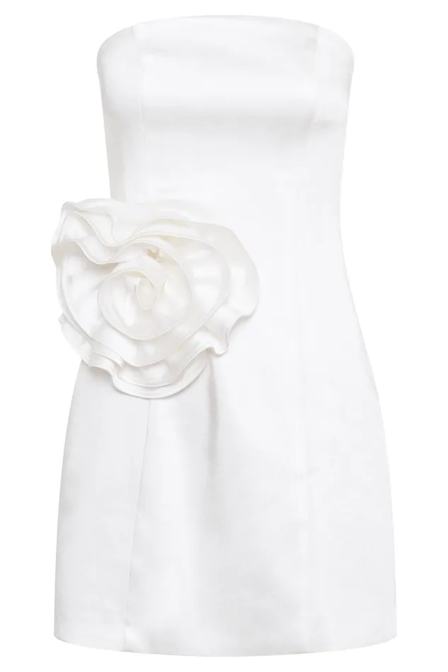 Women Meshki Dresses Bernadette Strapless Rose Mini Dress 8211 White