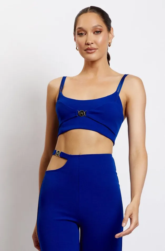 Women Meshki Dresses Blythe Double Strap Crop Top 8211 Cobalt Blue