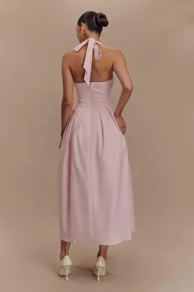 Women Meshki Dresses Candy Halter Midi Dress 8211 Ballet Pink