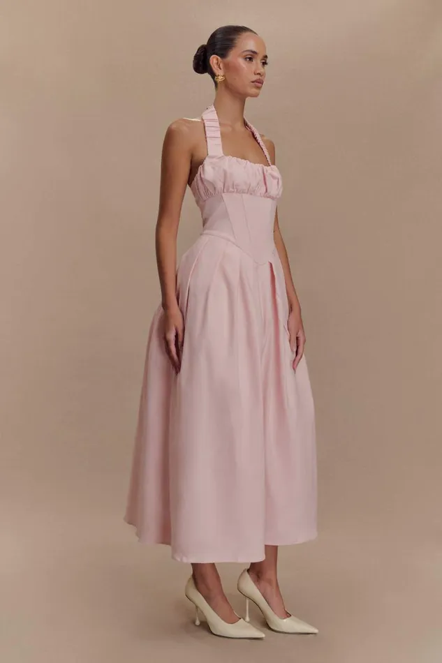 Women Meshki Dresses Candy Halter Midi Dress 8211 Ballet Pink