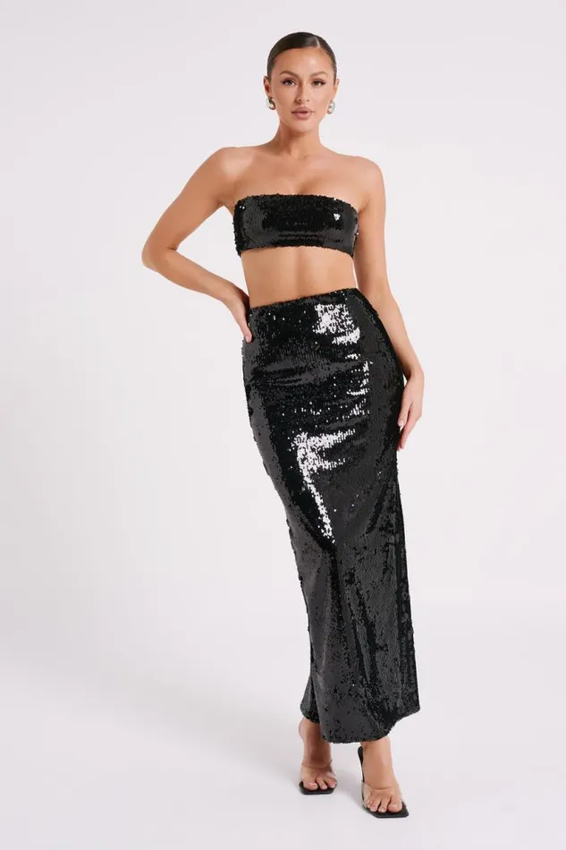 Women Meshki Dresses Cosette Sequin Maxi Skirt 8211 Black