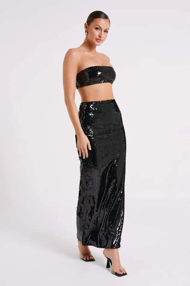 Women Meshki Dresses Cosette Sequin Maxi Skirt 8211 Black